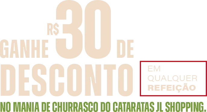 Ganhe R$30 de desconto em qualquer refeição.