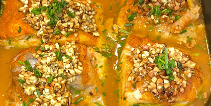 Pescada Cambucu com crosta de castanha de caju